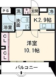 東急東横線 都立大学駅 徒歩4分の賃貸マンション 3階1Kの間取り