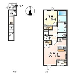 フローラル 2階1LDKの間取り