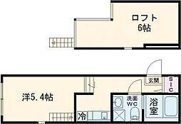 JR常磐線 金町駅 徒歩10分の賃貸アパート 2階1Kの間取り