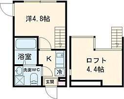 フェリシテ東小岩 2階1Kの間取り