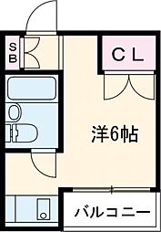 ニューハトリコーポIII 2階ワンルームの間取り