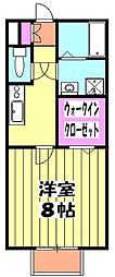 プライムコートＳ 1階1Kの間取り