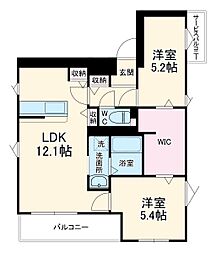 シャノワール 2階2LDKの間取り