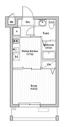 つくばエクスプレス 六町駅 徒歩14分の賃貸マンション 3階1Kの間取り