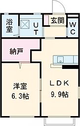 ソル・レヴァンテ小金井 1階1LDKの間取り