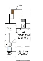 京王線 明大前駅 徒歩9分の賃貸アパート 1階1LDKの間取り