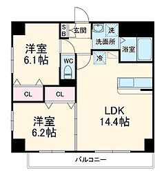 axis meisei 9階2LDKの間取り