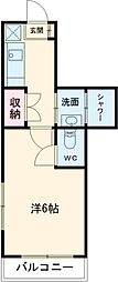JR横須賀線 西大井駅 徒歩7分の賃貸マンション 2階1Kの間取り