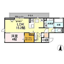豊橋鉄道渥美線 新豊橋駅 徒歩17分の賃貸アパート 1階1LDKの間取り