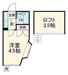 アベリア 1階1Kの間取り
