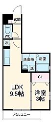 JR武蔵野線 吉川駅 徒歩6分の賃貸アパート 2階1LDKの間取り