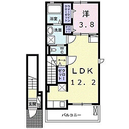 Ｆａｍｉｌｌｅ宮前 2階1LDKの間取り