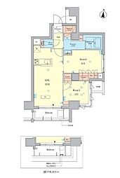 東急多摩川線 武蔵新田駅 徒歩5分の賃貸マンション 9階2LDKの間取り