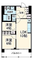 JR総武線 西船橋駅 徒歩6分の賃貸マンション 8階2LDKの間取り