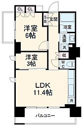 JR総武線 西船橋駅 徒歩6分の賃貸マンション 8階2LDKの間取り