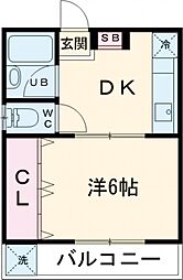 サンライズ高円寺 3階1Kの間取り
