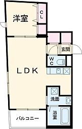 シェモア・オー 2階1LDKの間取り