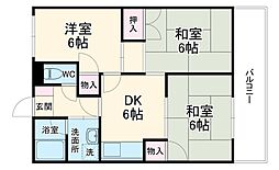 ベールまつば 3階3DKの間取り