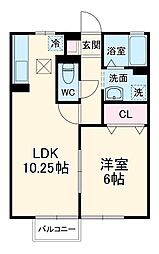 ドエルコート里吉 B 1階1LDKの間取り