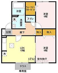 Ｋ・ファミリア 1階2LDKの間取り