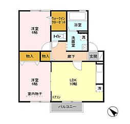 北総鉄道 西白井駅 徒歩13分の賃貸アパート 2階2LDKの間取り