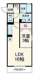 JR武蔵野線 三郷駅 徒歩8分の賃貸アパート 2階1LDKの間取り