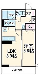 JR東海道本線 岡崎駅 徒歩7分の賃貸アパート 3階1LDKの間取り