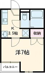 いぶきの丘ハイムパート3 1階1Kの間取り