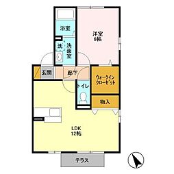 東武野田線 高柳駅 徒歩17分の賃貸アパート 1階1LDKの間取り