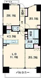 トラープランド翠命館 608 6階3LDKの間取り
