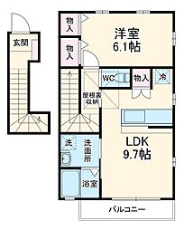 サーラ・マンジェ 2階1LDKの間取り