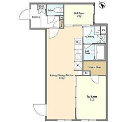 ウェルスクエア武蔵小山 4階2LDKの間取り