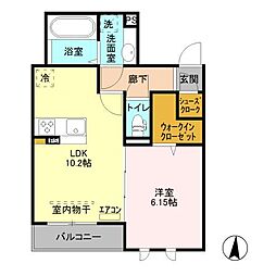 Ｌａ　Ｃｒｅｃｅ　Ｗ棟 3階1LDKの間取り