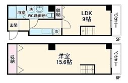 ブリエ五条大宮 5階1LDKの間取り