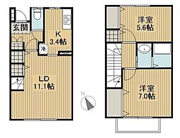 カンピジャーナ　A 1階2LDKの間取り
