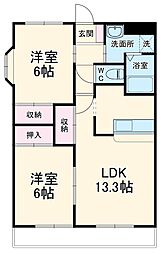 サンフォレスト壱番館 2LDKの間取図画像