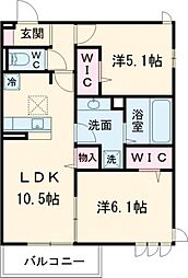 マロード亀岡駅北 1階2LDKの間取り