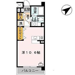 エスタシオン高石 2階ワンルームの間取り