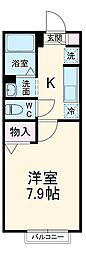 東武野田線 高柳駅 徒歩9分の賃貸アパート 2階1Kの間取り