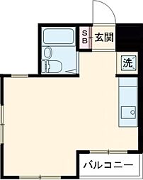 ヴィラフォレスト 1階ワンルームの間取り