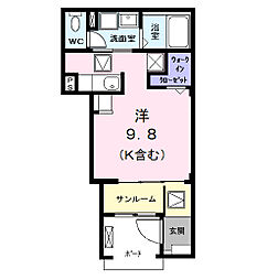アスセーナ　並木 1階ワンルームの間取り