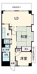 レスタージュ港南台 2階2LDKの間取り