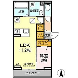 Ｄ−ｐａｉｎａ紺屋町 3階1LDKの間取り