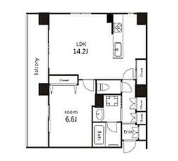 オーパスレジデンス吉祥寺 2階1LDKの間取り