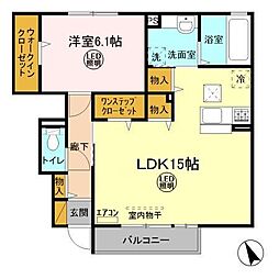 メゾングレース　Ｊ 1階1LDKの間取り