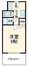 林マンション 2階1Kの間取り
