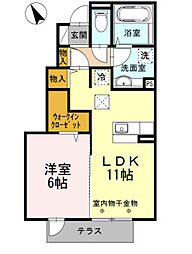 グリーンコートＢ 1階1LDKの間取り
