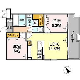 T&R Apartment 1階2LDKの間取り