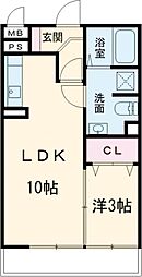 クレールIV 1階1LDKの間取り