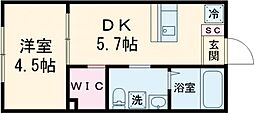 京成押上線 八広駅 徒歩8分の賃貸マンション 4階1DKの間取り